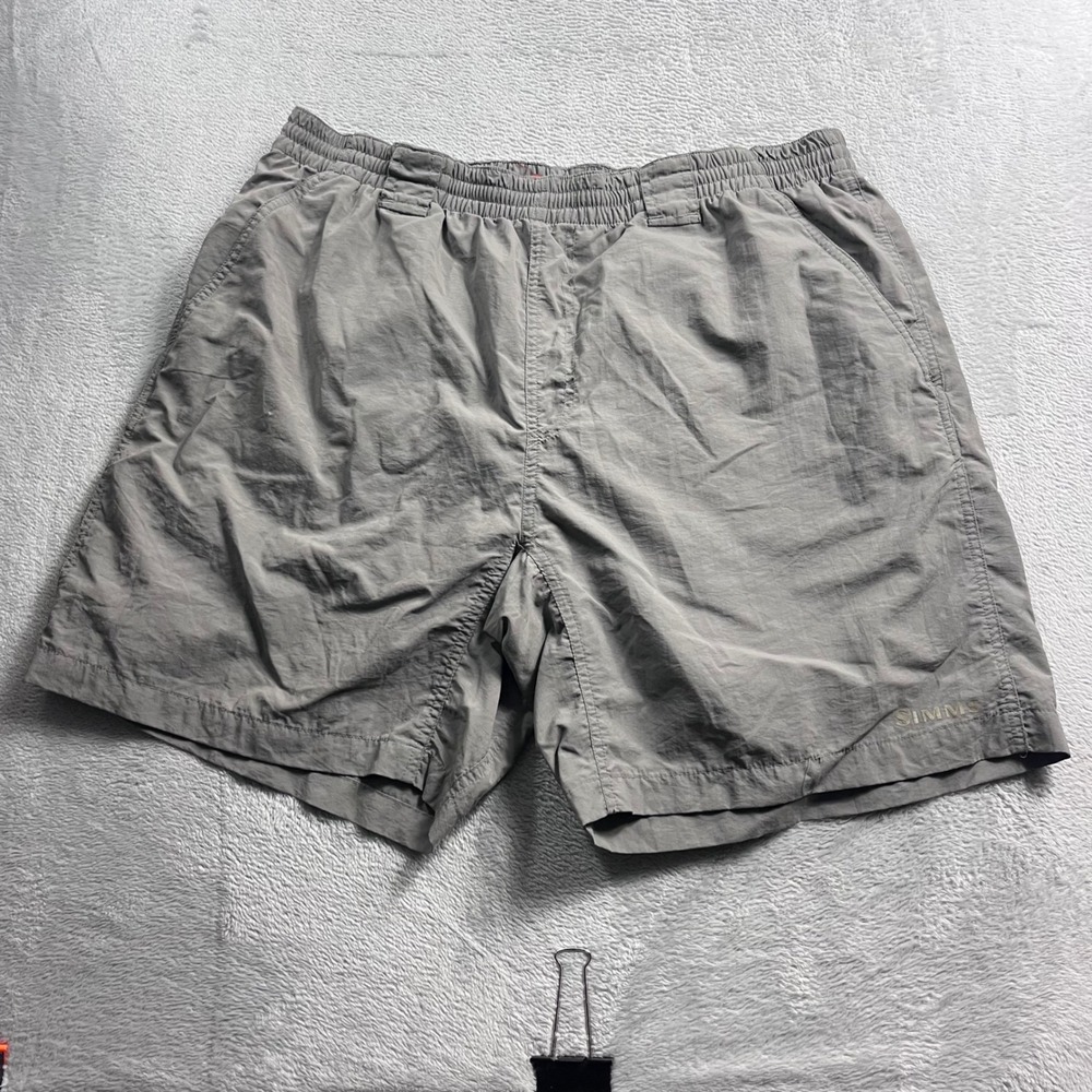 Simms Fishing Products Mens Gray Nylon Mesh Lined Shorts Size Large Outdoor